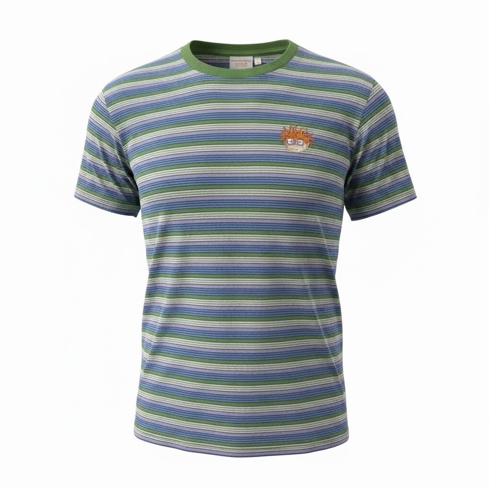 Nickelodeon Mens Multicolor Striped Embroidered Short Sleeve T Shirt Size XL